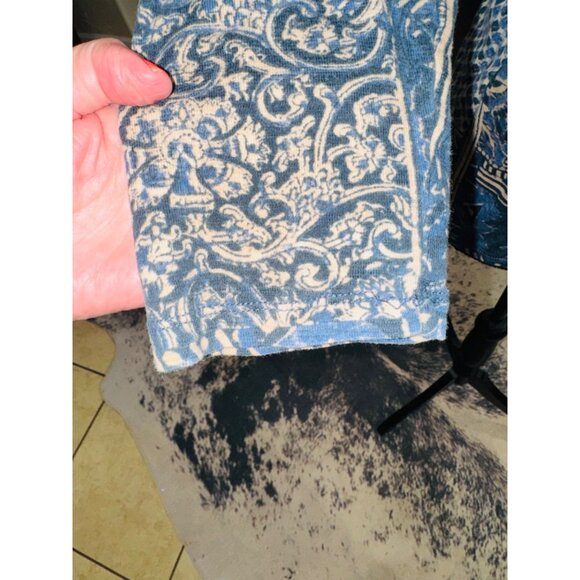 Ralph Lauren LRL Blue Patchwork Print Button-Front Henley Top M 100% Cotton - Picture 10 of 11